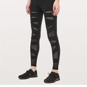 Lululemon Athletica Black Striped Mesh Leggings